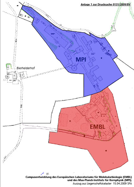 Die aktuellen Gelände von EBL und MPI