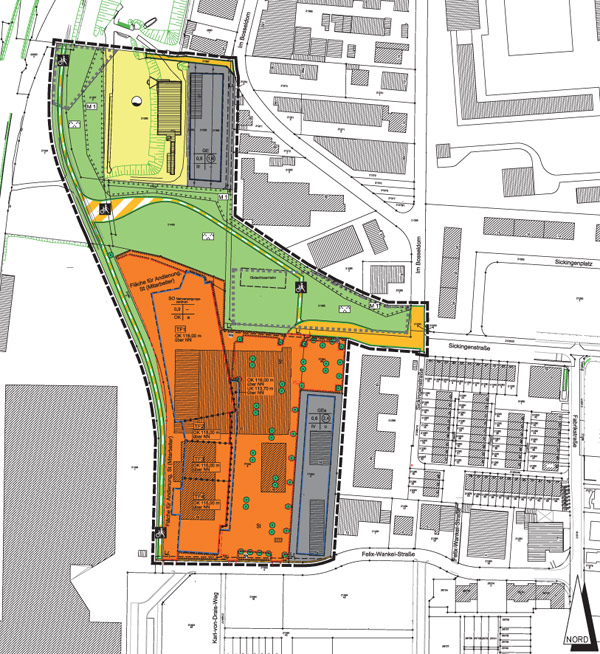 Planzeichnung aus dem Bebauungsplanentwurf